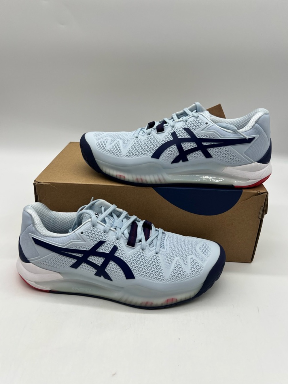 Asics Gel Resolution 8 Women 9.5 Wide Soft Sky Dive Blue Tennis Sneakers Shoes.